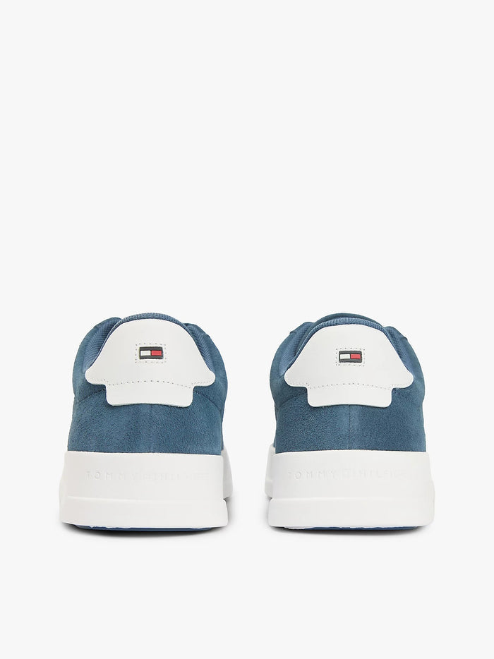 Contrast Heel Court Trainers in Blue