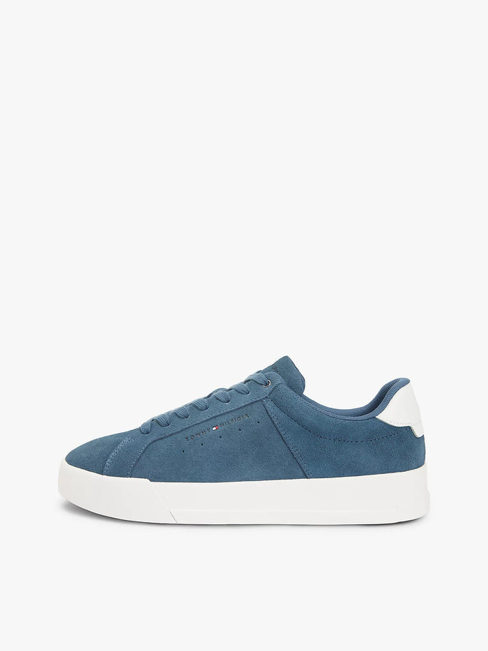 Contrast Heel Court Trainers in Blue