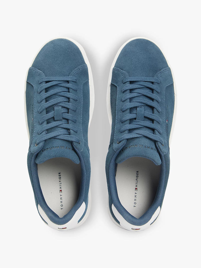 Contrast Heel Court Trainers in Blue