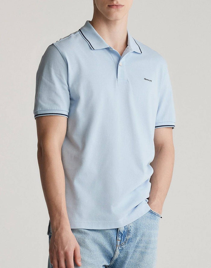 Contrast Piqué Polo in Fresh Blue