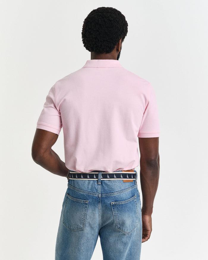 Contrast Piqué Polo in Pink