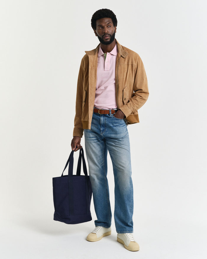 Contrast Piqué Polo in Pink