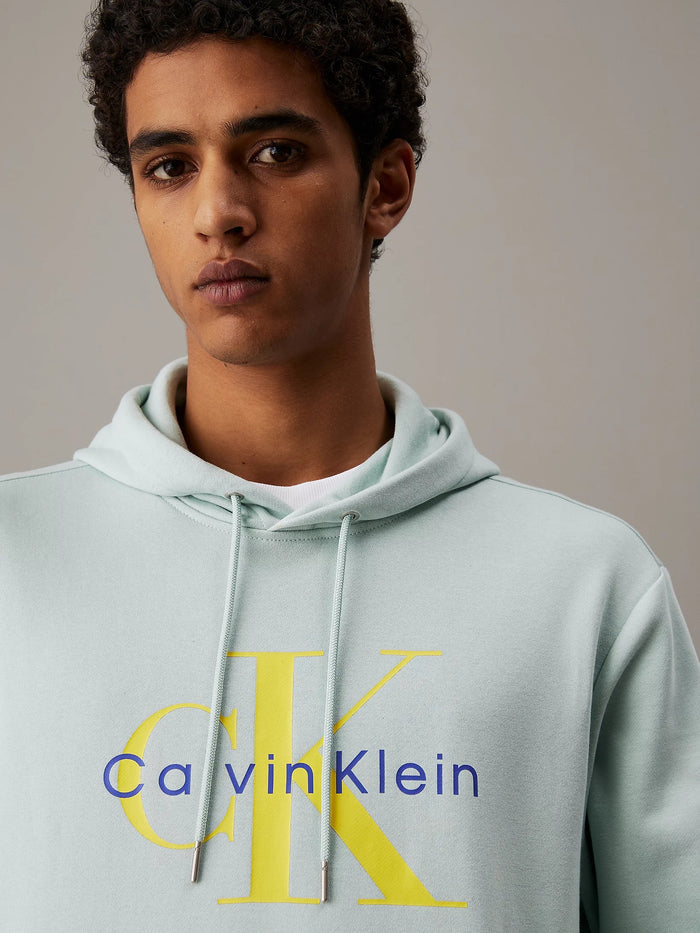 Cotton Fleece Monogram Hoodie in Harbor