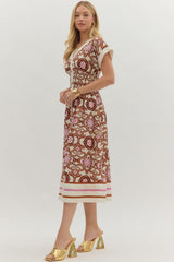 Myra Botanical Cap Sleeve Dress