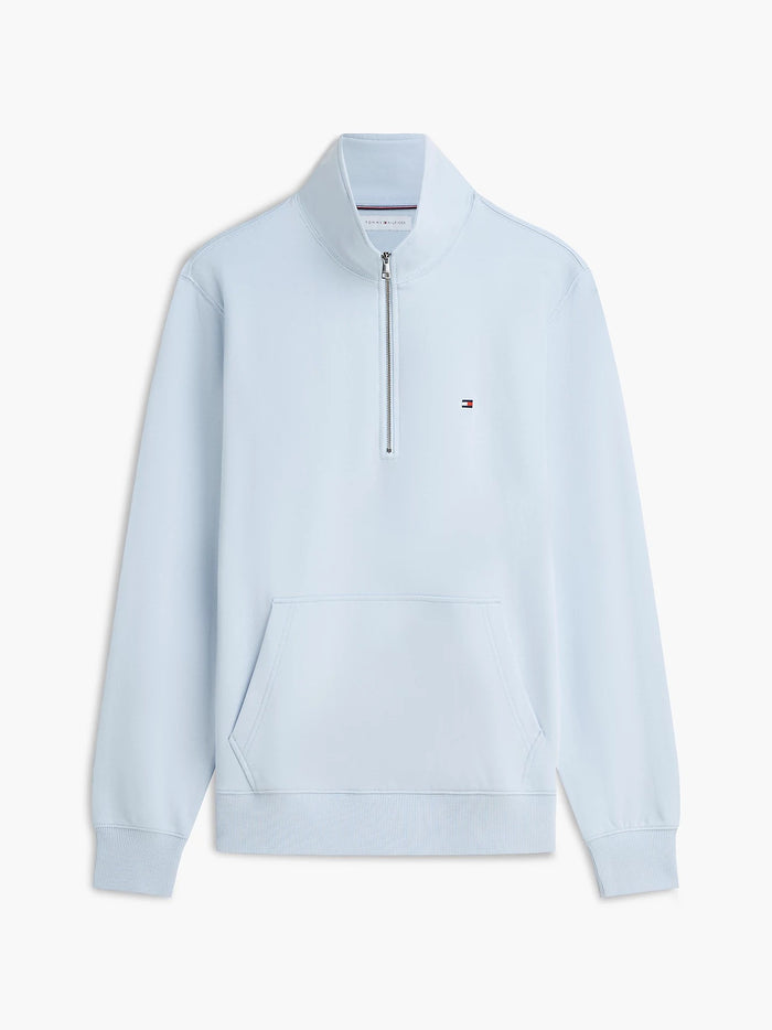 Flag Embroidery Quarter-Zip Jumper in Blue