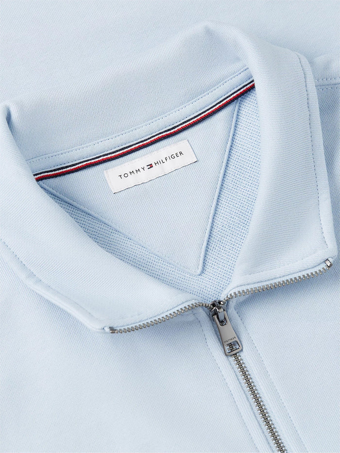 Flag Embroidery Quarter-Zip Jumper in Blue
