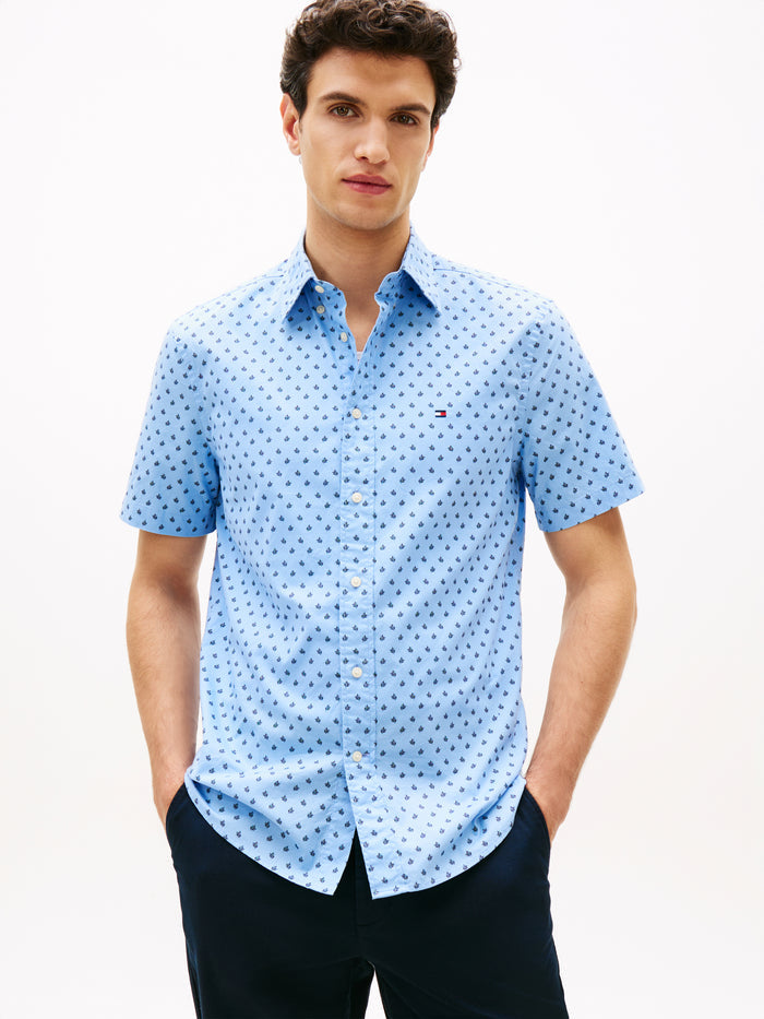 Flex Print Poplin Shirt in Sweet Blue
