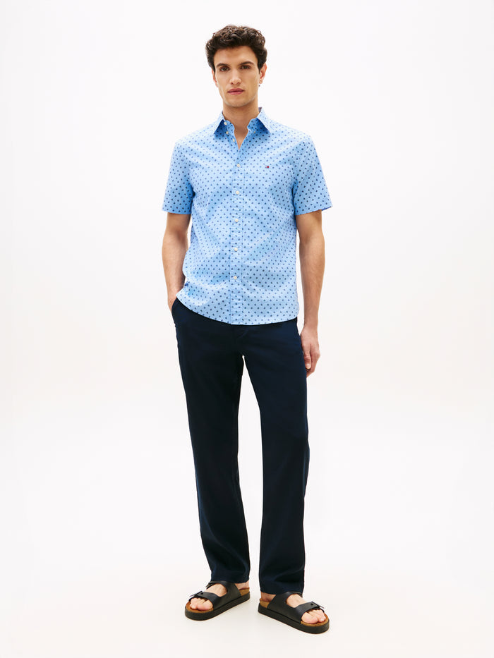 Flex Print Poplin Shirt in Sweet Blue