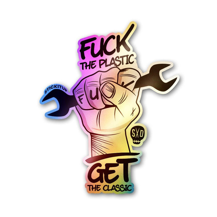 Fuck Plastic Holographic Stickers - Holographic stickers | STICK IT UP