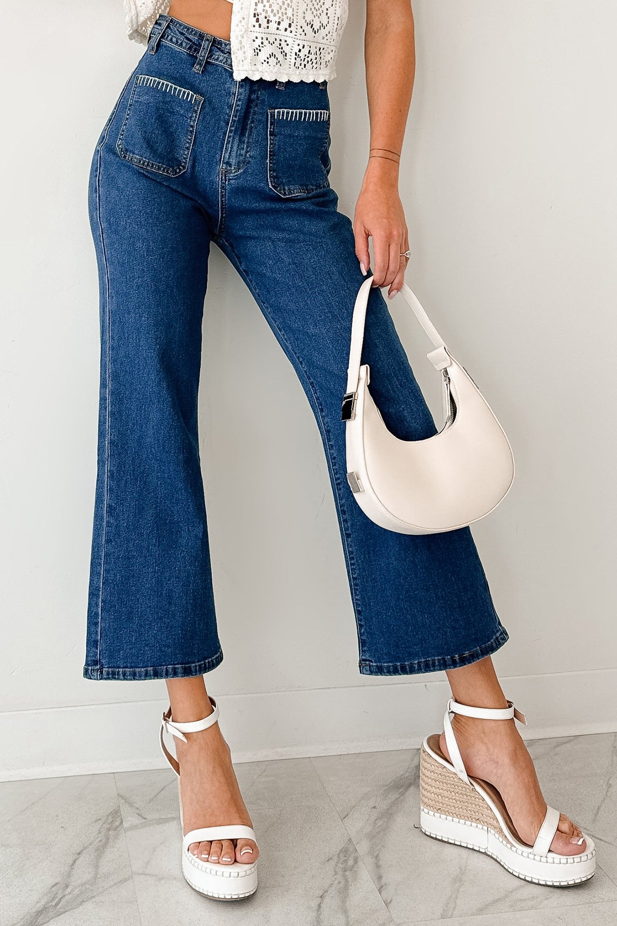 Damian High Rise Denim Lovelo Flare Jeans (Dark)