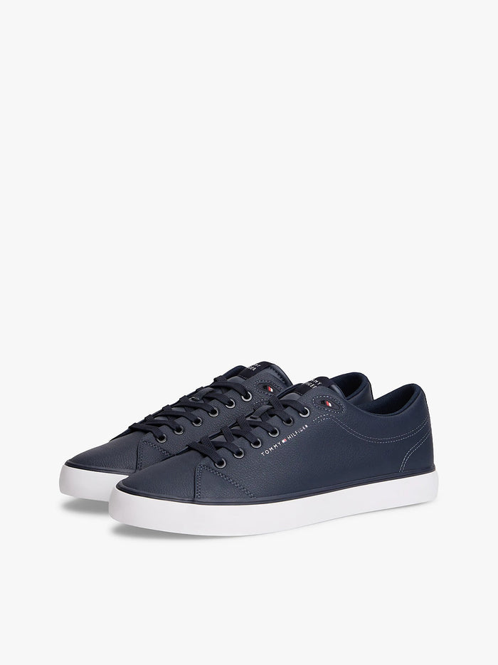 Logo Lace-Up Trainers With Leather in Navy