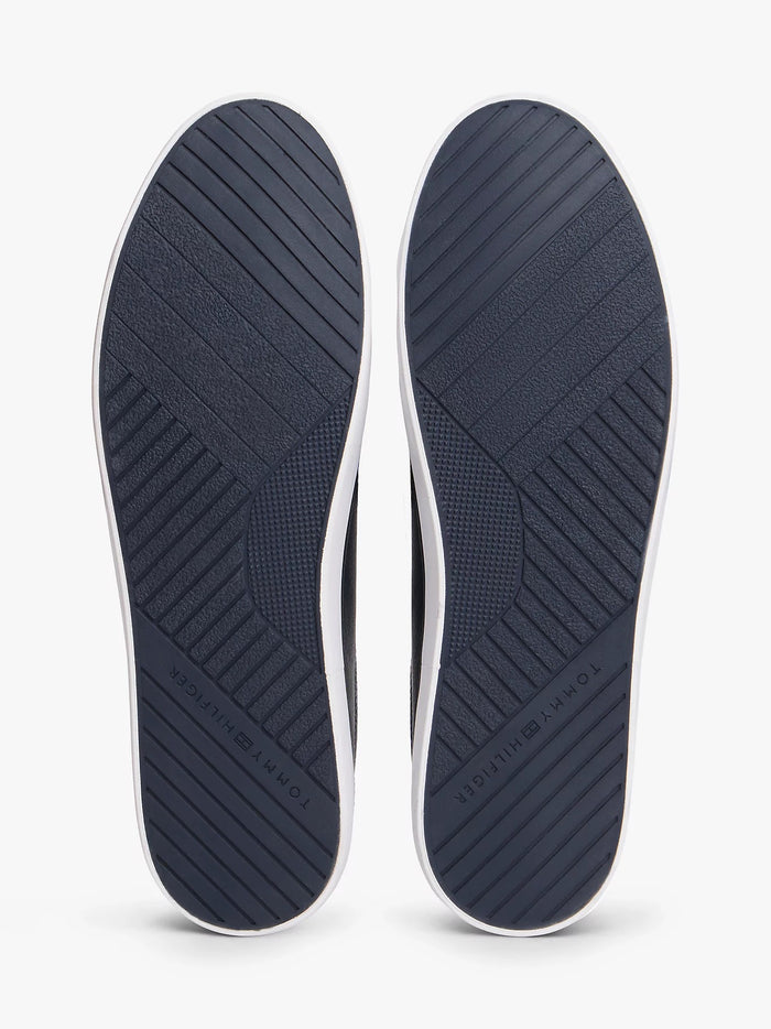 Logo Lace-Up Trainers With Leather in Navy