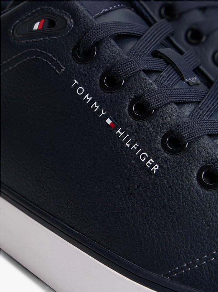 Logo Lace-Up Trainers With Leather in Navy