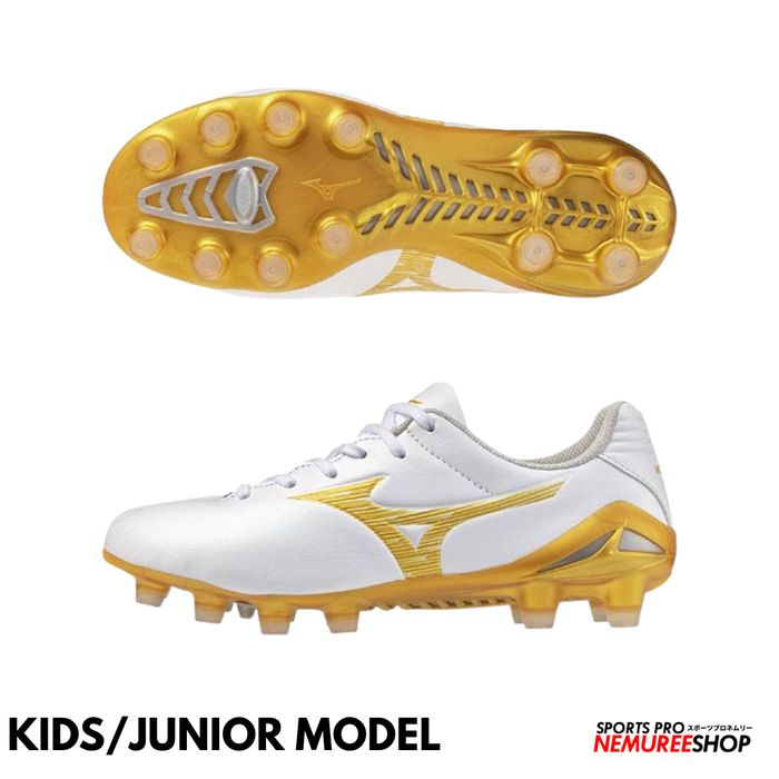 MIZUNO Football Shoes MONARCIDA NEO 3 PRO JR (WHITE / MP GOLD) - Nemuree Shop - Online Sports Store
