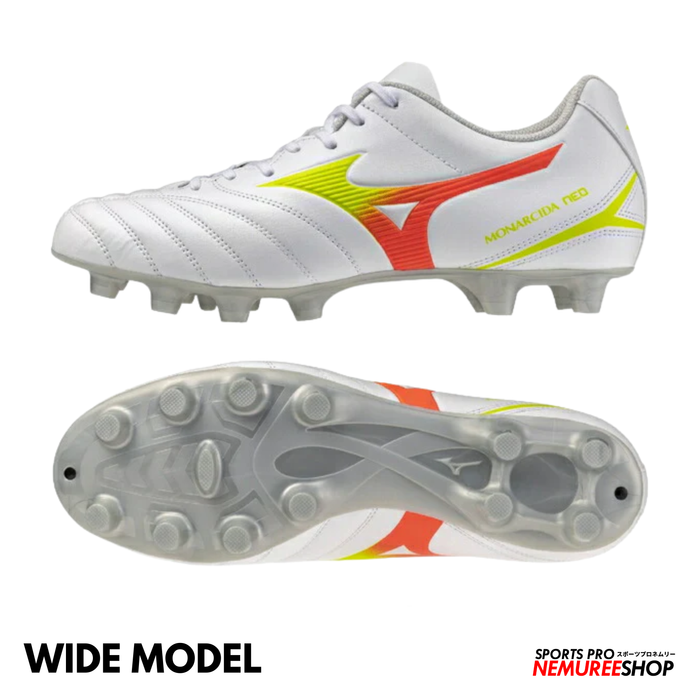 MIZUNO Football Shoes MONARCIDA NEO 3 SELECT WIDE (WHITE/EVENING PRIMROSE/LAVA ORANGE)