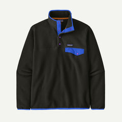 PATAGONIA LIGHTWEIGHT SYNCHILLA SNAP-T PULLOVER BLACK W/P6 BLUE MENS FLEECE