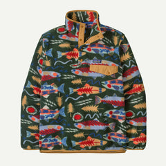 PATAGONIA LIGHTWEIGHT SYNCHILLA SNAP-T PULLOVER SALMON ENERGY: OLD GROWTH GREEN MENS FLEECE