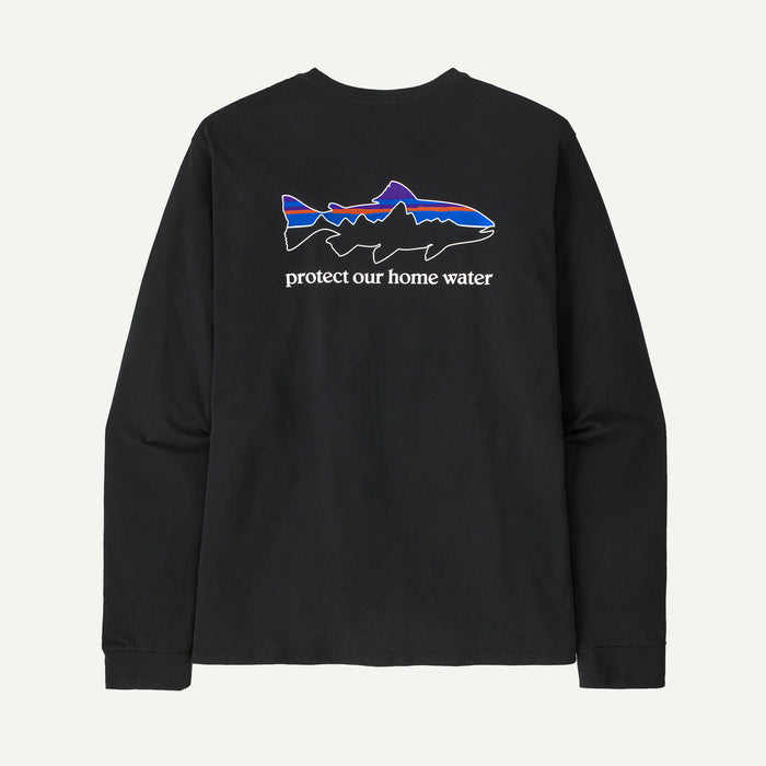 PATAGONIA L/S HOME WATER TROUT RESPONSIBILI-TEE BLACK MENS SHIRT