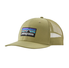 Patagonia P-6 Logo trucker hat in gumtree green with mesh back and front logo patch