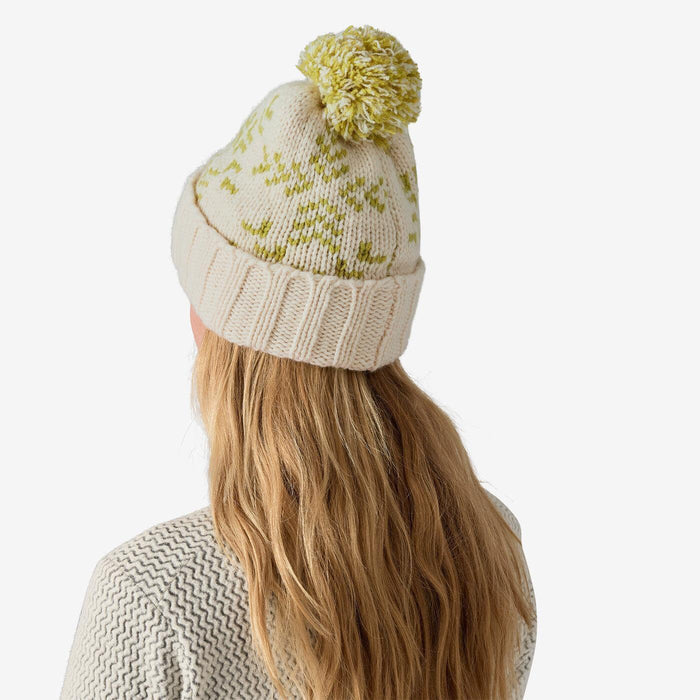Patagonia Snowbelle Beanie Evergreen Flakes: Birch White - Boardworx