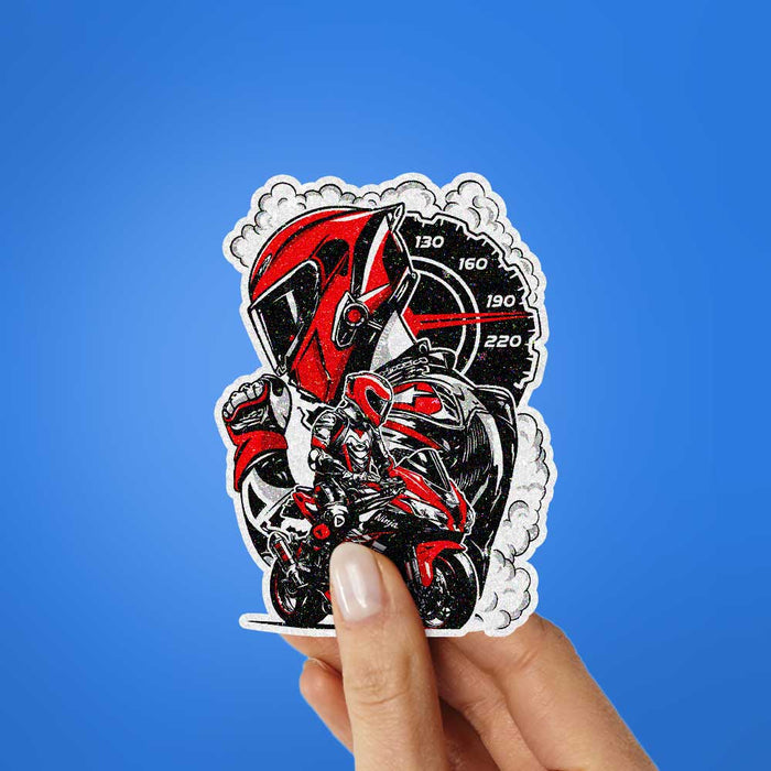 Red Sportbike Speedometer Glitter Sticker - Glitter Stickers | STICK IT UP