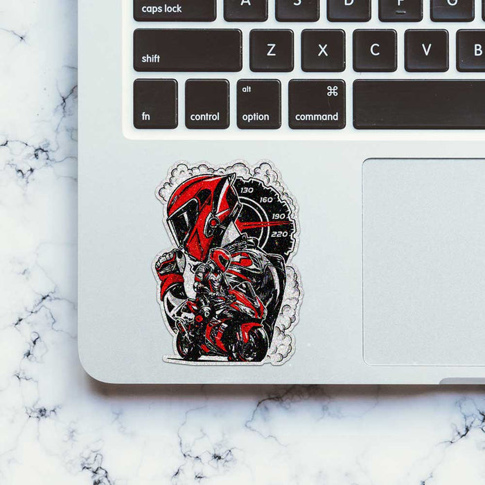 Red Sportbike Speedometer Glitter Sticker - Glitter Stickers | STICK IT UP