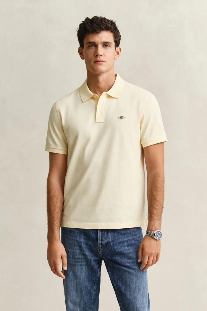 Regular Fit Pique Polo in Yellow