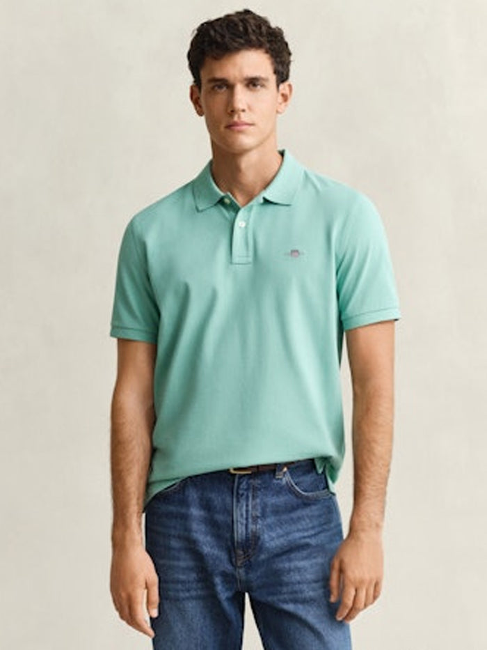 Shield Piqué Polo in Turquoise