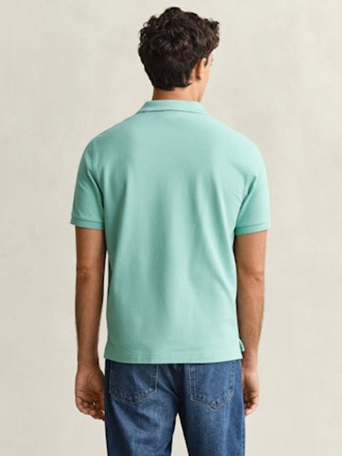 Shield Piqué Polo in Turquoise