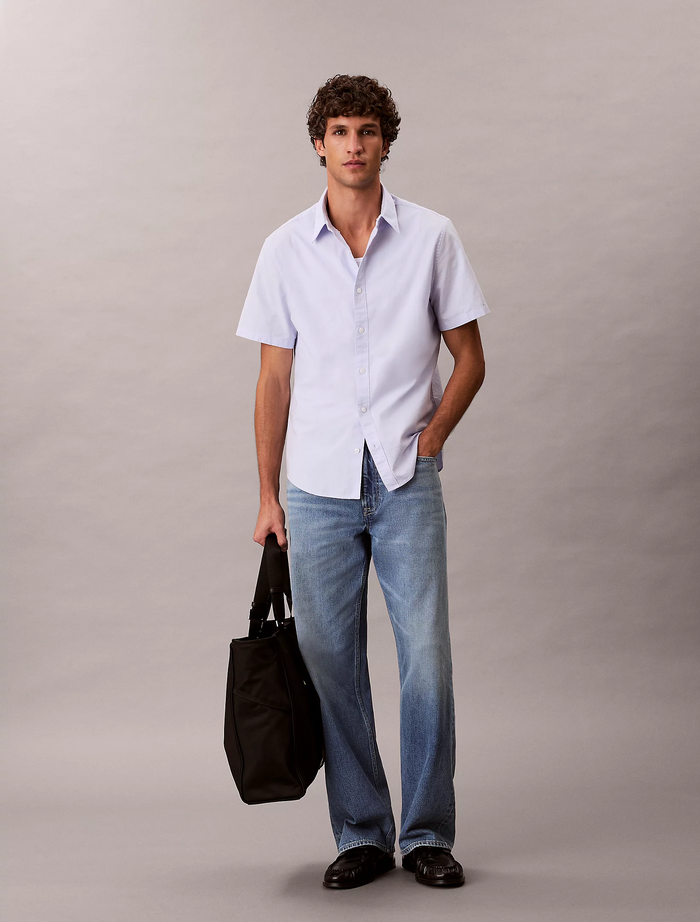 Short Sleeve Oxford Cotton Shirt in Iris