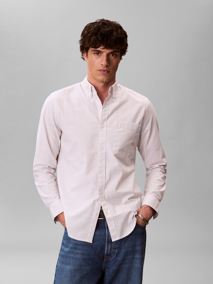 Stripe Classic Oxford Shirt in Chalk