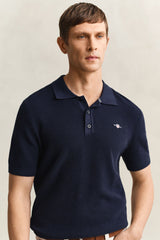 Textured Polo in Navy