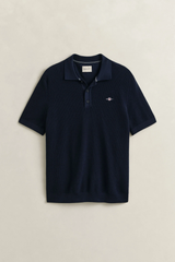 Textured Polo in Navy