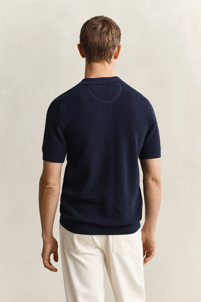 Textured Polo in Navy
