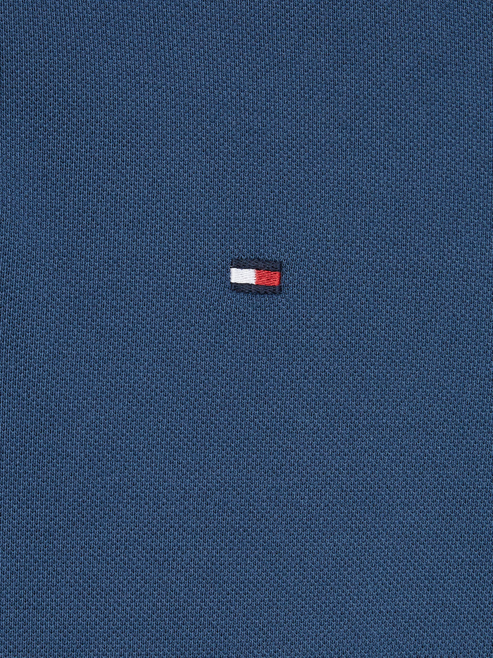 Tipped Long Sleeve Slim Polo in Aegean