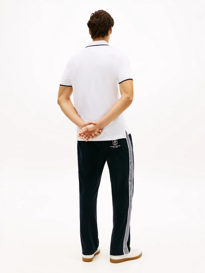 Tipped Pique Polo in White