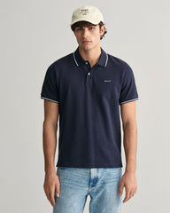 Tipped Piqué Polo Shirt in Navy