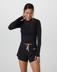 VUORI SURGE SEAMLESS LONG SLEEVE TEE BLACK WOMENS TOP