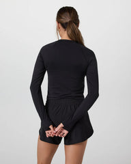 VUORI SURGE SEAMLESS LONG SLEEVE TEE BLACK WOMENS TOP