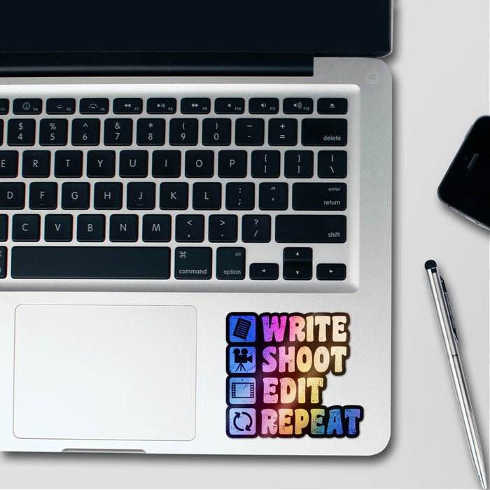 Write Shoot Edit Repeat Holographic Stickers - Holographic stickers | STICK IT UP