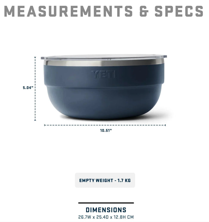 YETI Rambler large insulated bowl with lid, navy blue, 10.5 inch diameter, 5 inch height